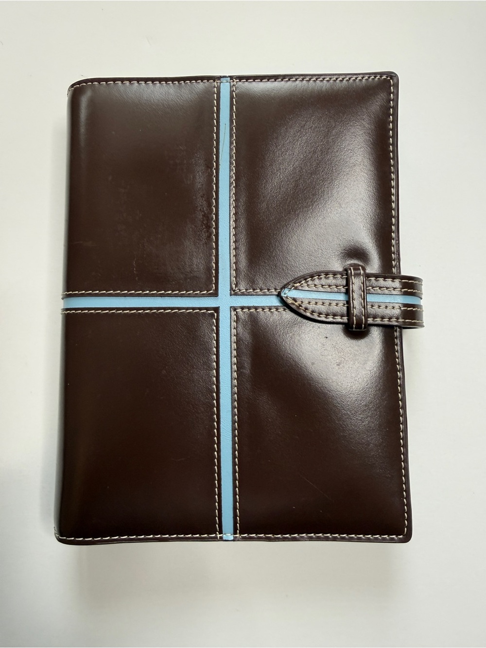 Vintage 365 Franklin Covey Brown W/ Light Blue Contrast Planner Binder